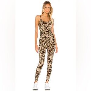 LNA Leopard Onesie Tan Spaghetti Strap Jumpsuit Size Small
